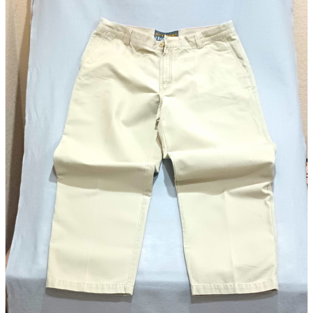 IZOD Mens Beige Cargo Pants Rock Washed Flat Front Khaki 38x30